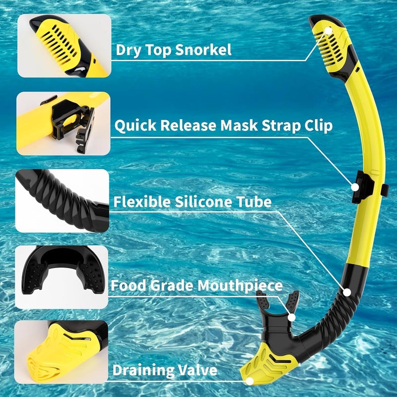 JRing Snorkeling Gear for Adults, Snorkel Mask Set with 180 Degree Tempered Glass Anti Fog Goggles Scuba Dry Top Snorkel for Swimming, Scuba Diving Mask for Men Women - Image 4